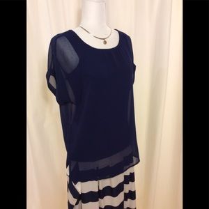 WHBM Top, Sleeveless Shell with Illusion Overlay